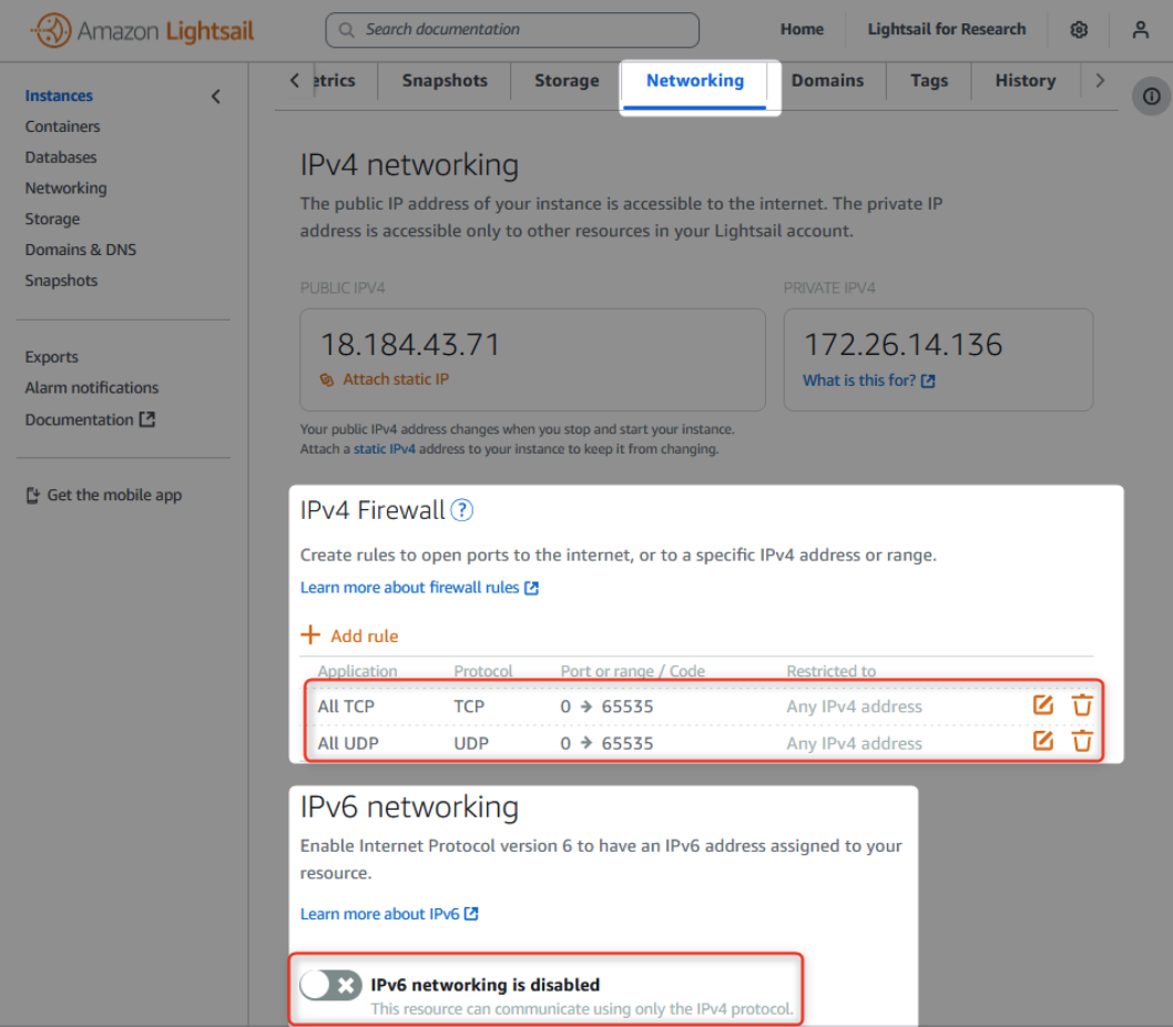 RingQ settings on Amazon Lightsail